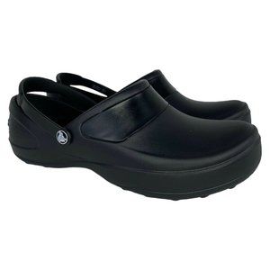 Crocs Womens Mercy Work Clogs Black Size W 11 Slip On Non-Slip Non-Marking 10876